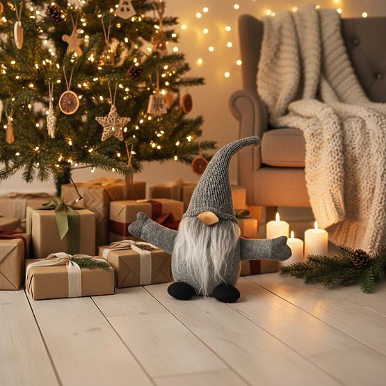 Weihnachtself 35 cm YX045 GRAU