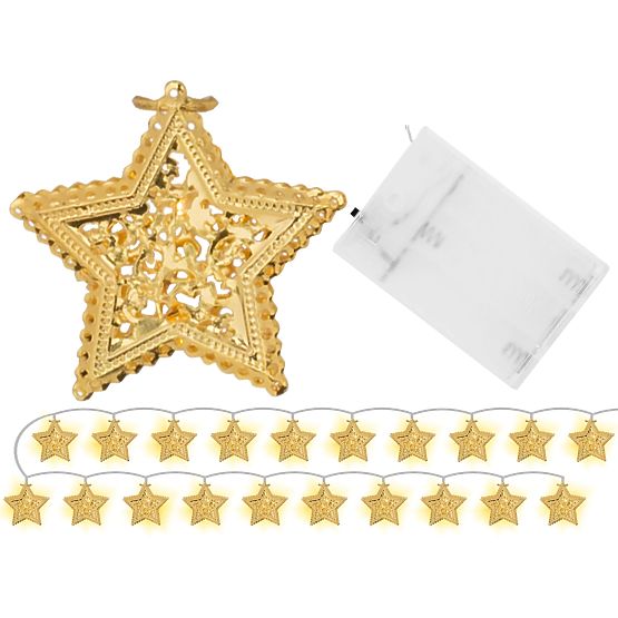 Weihnachtslichter Girlande LED Goldene Sterne 391020