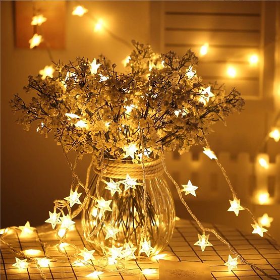 Weihnachtslichter Girlande LED Goldene Sterne 391020