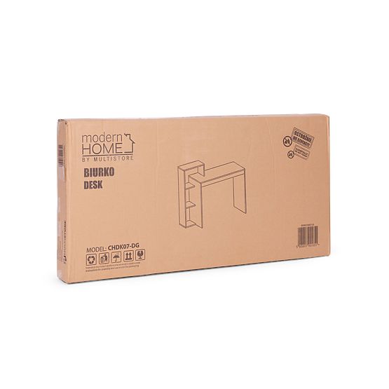 Weiß-grauer Büroschreibtisch + Regal mit 4 Regalböden