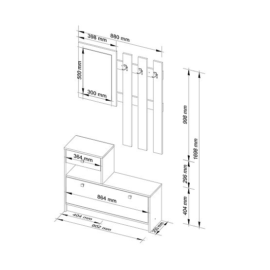 WEISSES MÖBELSET FÜR DEN FLUR