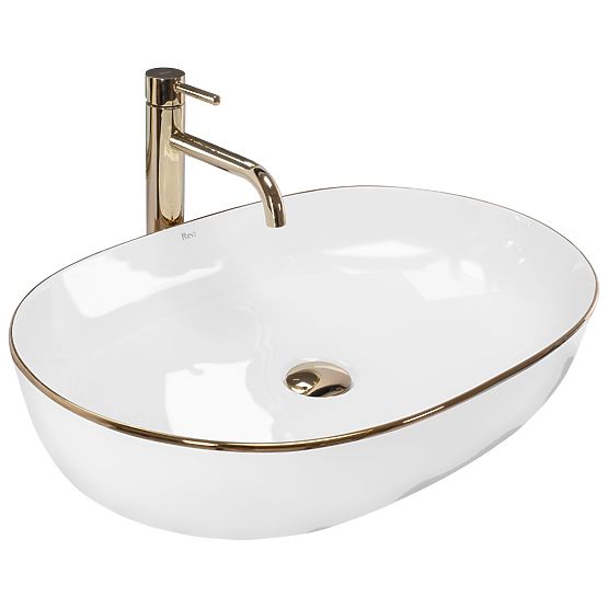 Zeitloses Waschbecken Rea CLEO 61 Gold Edge