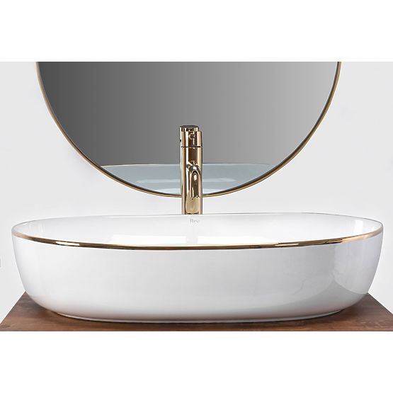 Zeitloses Waschbecken Rea CLEO 61 Gold Edge