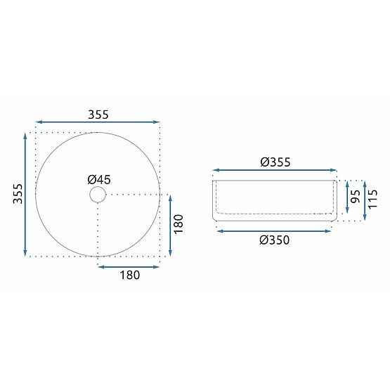 Zeitloses Waschbecken Rea Cristal 35 Schwarz