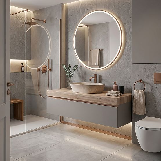 Zeitloses Waschbecken Rea Freja Beige