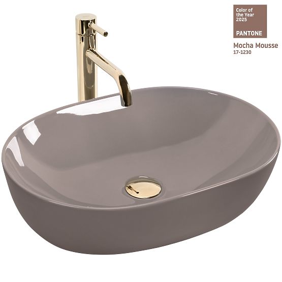 Zeitloses Waschbecken Rea Lisa Beige Shiny