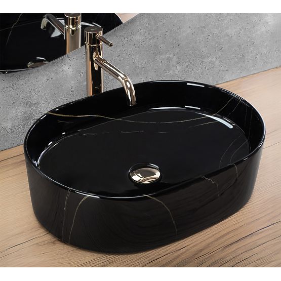Zeitloses Waschbecken Rea Nadia 50 Black Stone