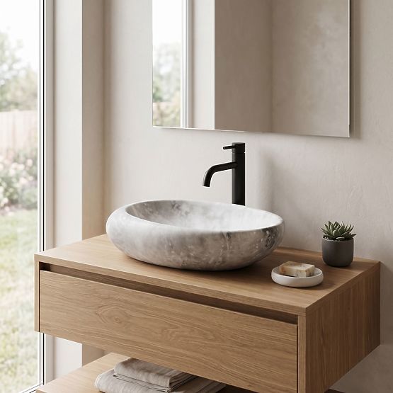 Zeitloses Waschbecken Rea Roxy C Stone L.GREY