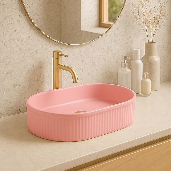 Zeitloses Waschbecken Rea Vanda Bubble Gum Matt