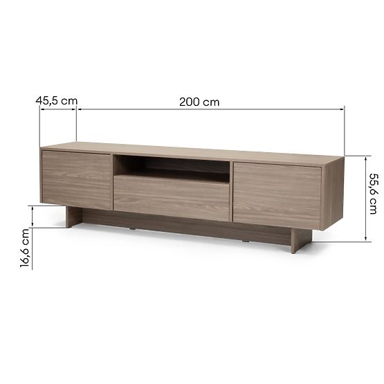 Zweiflügeliger TV-Schrank mit Schublade Kanso, Perleiche