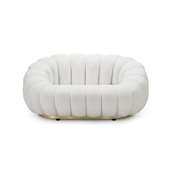 Zweisitzer-Sofa Firenze weiß, Bouclé, abgerundete Formen