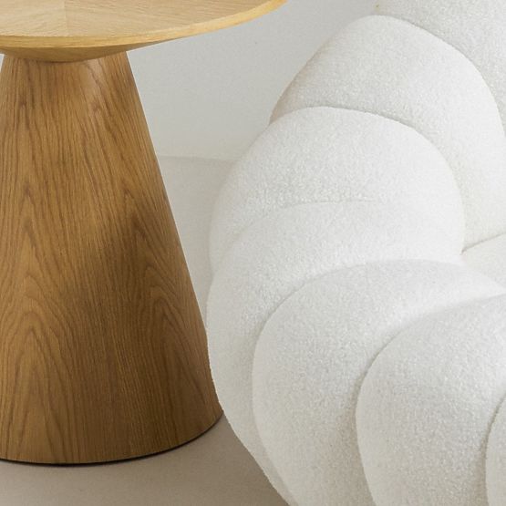 Zweisitzer-Sofa Firenze weiß, Bouclé, abgerundete Formen