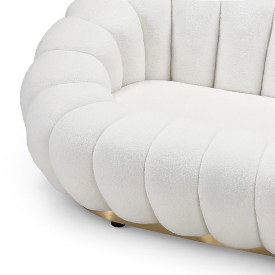 Zweisitzer-Sofa Firenze weiß, Bouclé, abgerundete Formen