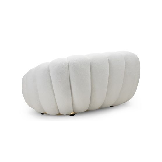 Zweisitzer-Sofa Firenze weiß, Bouclé, abgerundete Formen