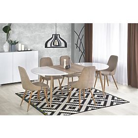 Ausziehbarer Tisch EDWARD weiß / Eiche San Remo (2p=1Stk), Halmar