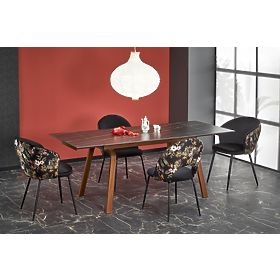 Ausziehbarer Tisch LOZANO, schwarzer Marmor / Walnuss (2p=1Stk)