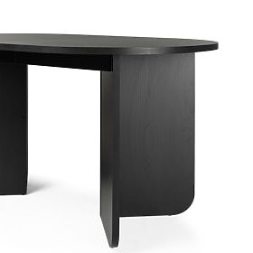 Ausziehbarer Tisch Mou 140-200 cm, schwarz mit Holzstruktur, ovale Platte