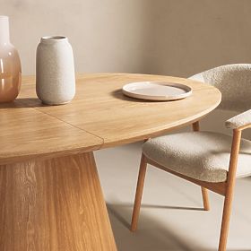 Ausziehbarer Tisch Solan 160-200 cm, oval, natur, lectus