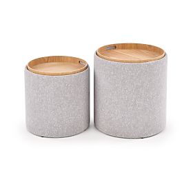 AVIKO Set aus 2 Poufs, hellgrau, Halmar