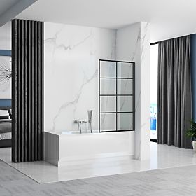 Badewannenabtrennung Rea Lagos-1 Fix Ständig 80 Schwarz Black, Rea