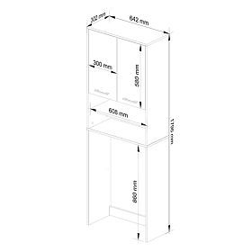 BADEZIMMERREGAL FIN ÜBER DER WASCHMASCHINE WEISS / GRAPHIT GLANZ