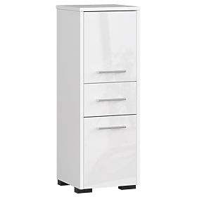 BADEZIMMERSCHRANK FIN SÄULE 30 2D 1SZ 85cm PK WEISS GLANZ