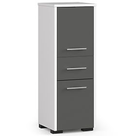 BADEZIMMERSCHRANK FIN SÄULE 30 2D 1SZ 85cm PK WEISS / GRAU