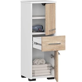 BADEZIMMERSCHRANK FIN SÄULE 30 2D 1SZ 85cm PK WEISS / SONOMA