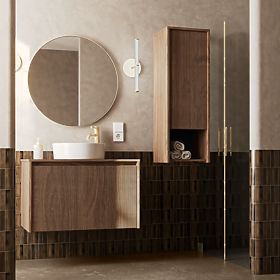 Badezimmerschrank, niedrige Säule Pezzo Walnuss, gerillt