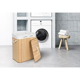 Bambus-Wäschekorb mit 2 Fächern natur