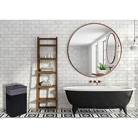 Bambus-Wäschekorb mit Deckel 80L schwarz-grau