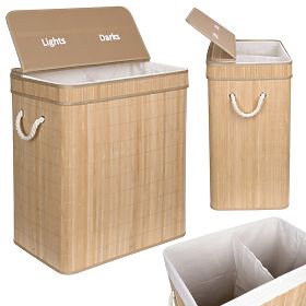 Bambus-Wäschekorb Soren 2 Fächer Natur