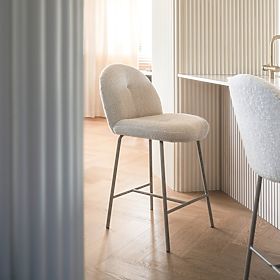 Barhocker Fiori hellbeige, abgerundete Formen