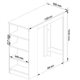 Bartisch für Barhocker 115 cm Weiß / Sonoma Eiche