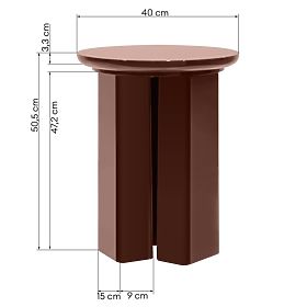 Beistelltisch Brie 40 cm, Bordeaux/Braun, glänzend