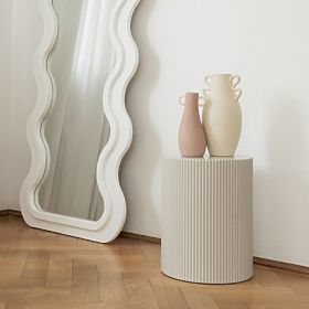 Beistelltisch Ermanno, 35 cm, graubeige, gerillt, lectus
