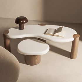 Beistelltisch Floe 50 cm, weiß/Nussbaum