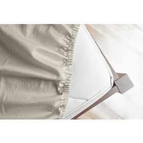 Spannbettlaken aus Baumwoll-Mikroplüsch - 160-180x200 cm - natur