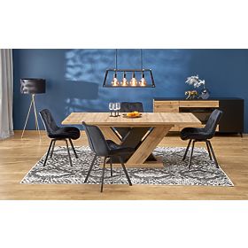 BRANDON ausziehbarer Tisch 160-200/90 cm Eiche Wotan/schwarz