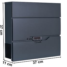 Briefkasten für Briefe Vidar Anthrazit mit Beschriftungen