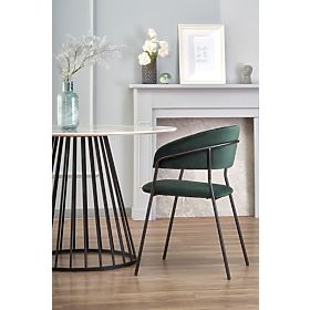 BRODWAY Tischplatte - weißer Marmor, Bein - schwarz (2p=1 Stück)