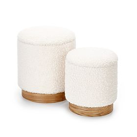 CANCUN Set aus 2 Poufs, Creme/Natur (1p=1Set), Halmar