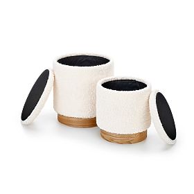 CANCUN Set aus 2 Poufs, Creme/Natur (1p=1Set), Halmar