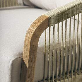 Castello Gartenmöbel-Set, Geflecht, Akazienholz FSC, Teak-Optik, Beige