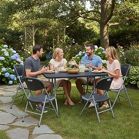 Catering-Set FETA BLACK 180 cm + 6 Stühle BLACK