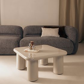 Couchtisch Cherry 70 cm, dunkelbeige, glänzend