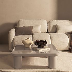 Couchtisch Cherry 90 cm, dunkelbeige, glänzend