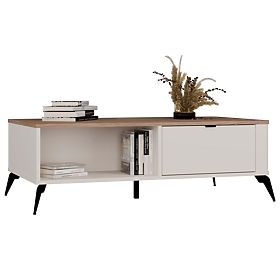 Couchtisch CORDOBA Kaschmir Beige Eiche Castello 2 Schubladen Für Wohnzimmer