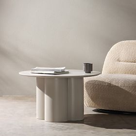 Couchtisch Lazaro 80 cm, rund, graubeige, lectus