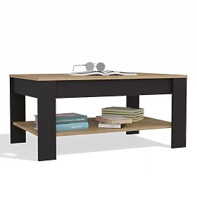 Couchtisch OHIO EICHE ARTISAN SCHWARZ Tisch Regal Für Wohnzimmer 93x58x43,5 Cm